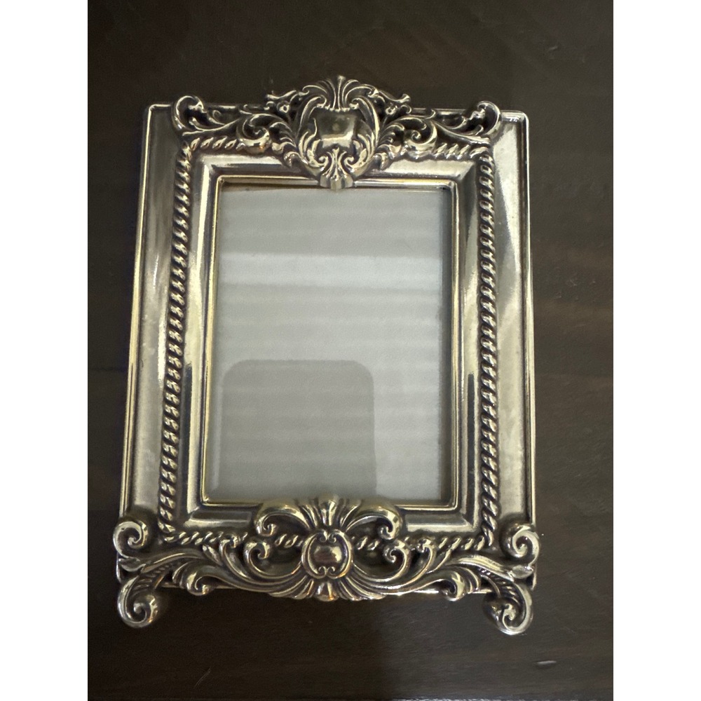 Brighton Silver Tone Ornate Baroque Scroll Rope Border Small Picture Frame 5x4